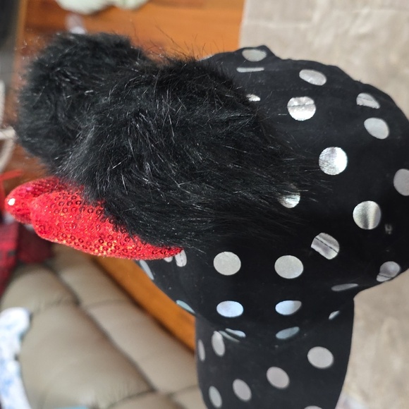 NWT Disney Parks Womens Minnie Mouse Hat Black/Silver Dots Poms Bow Adjustable - Picture 3 of 11